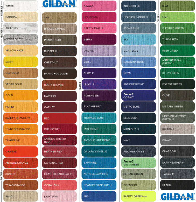 Gildan Color chart northern va